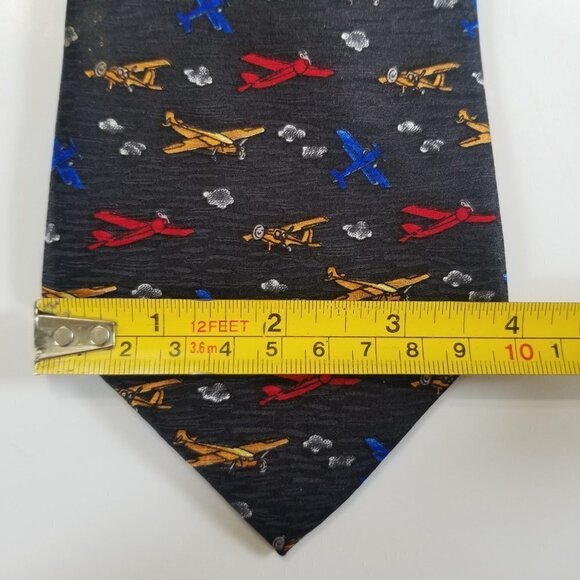 Museum Artifacts Tie Airplane Necktie Men's 100% Silk Handmade Blue - Picture 6 of 6